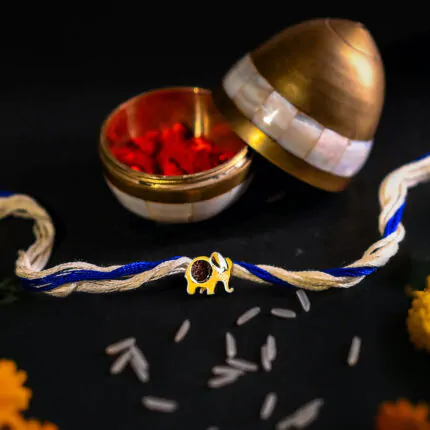Gajmukha Rudraksha Golden Rakhi & Pendant